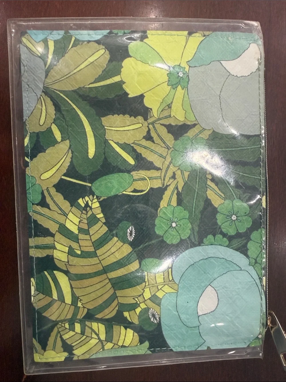 Marc Jacobs Green Floral Zip Pouch with Gold Logo